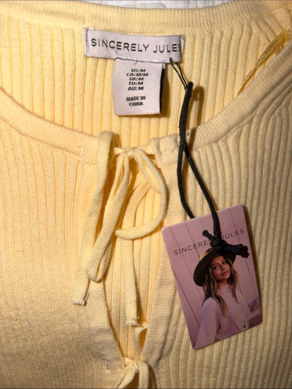 Yellow Tie-Front Ribbed Tank Sweater - Picture 3 of 3